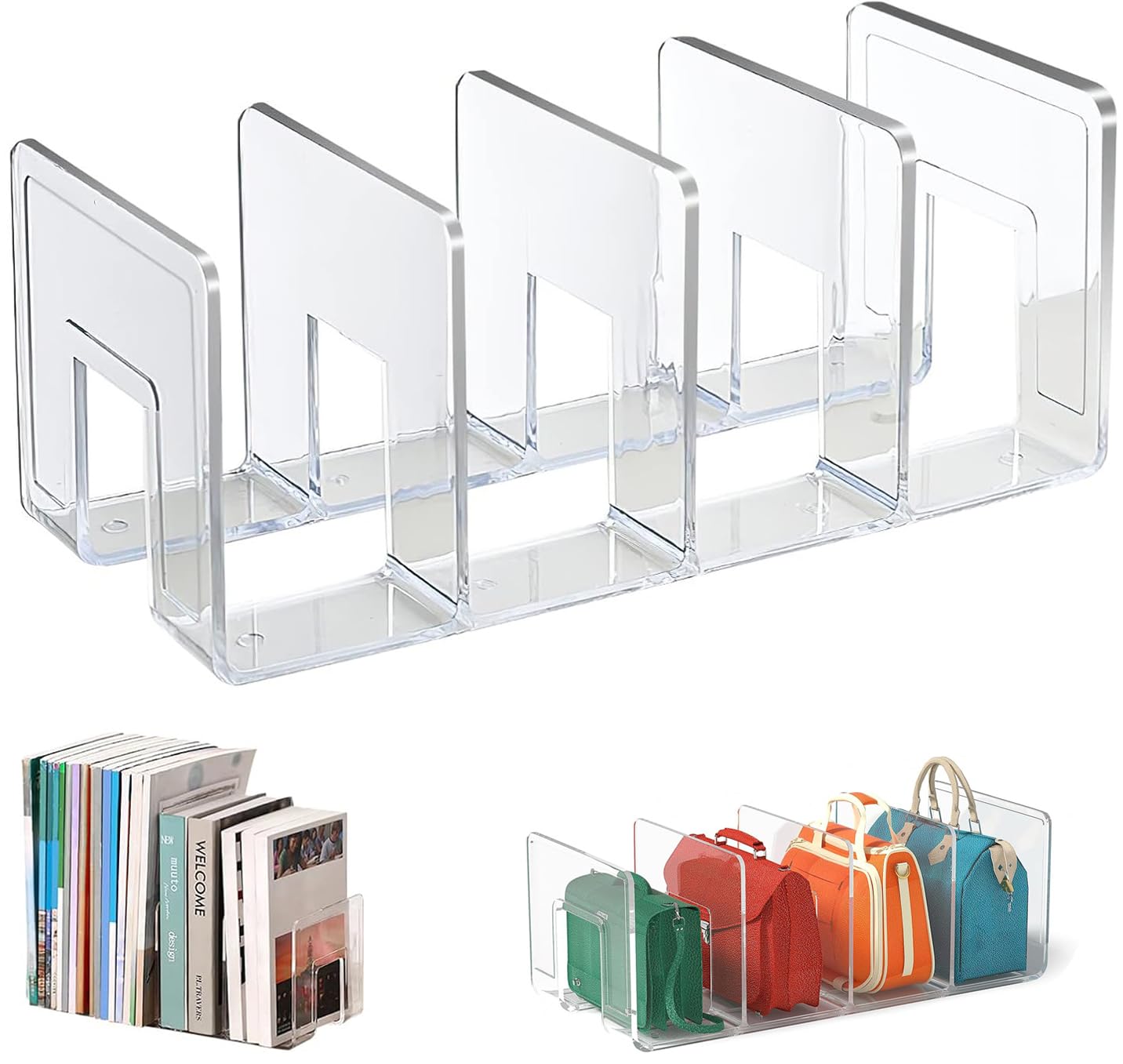 Divisores De Estante Transparentes, Organizador De Estante De Armario, Bolsa Transparente, Estante De Almacenamiento, Separador De Armario, Organizador De Bolso para Organización(32*15*13cm)