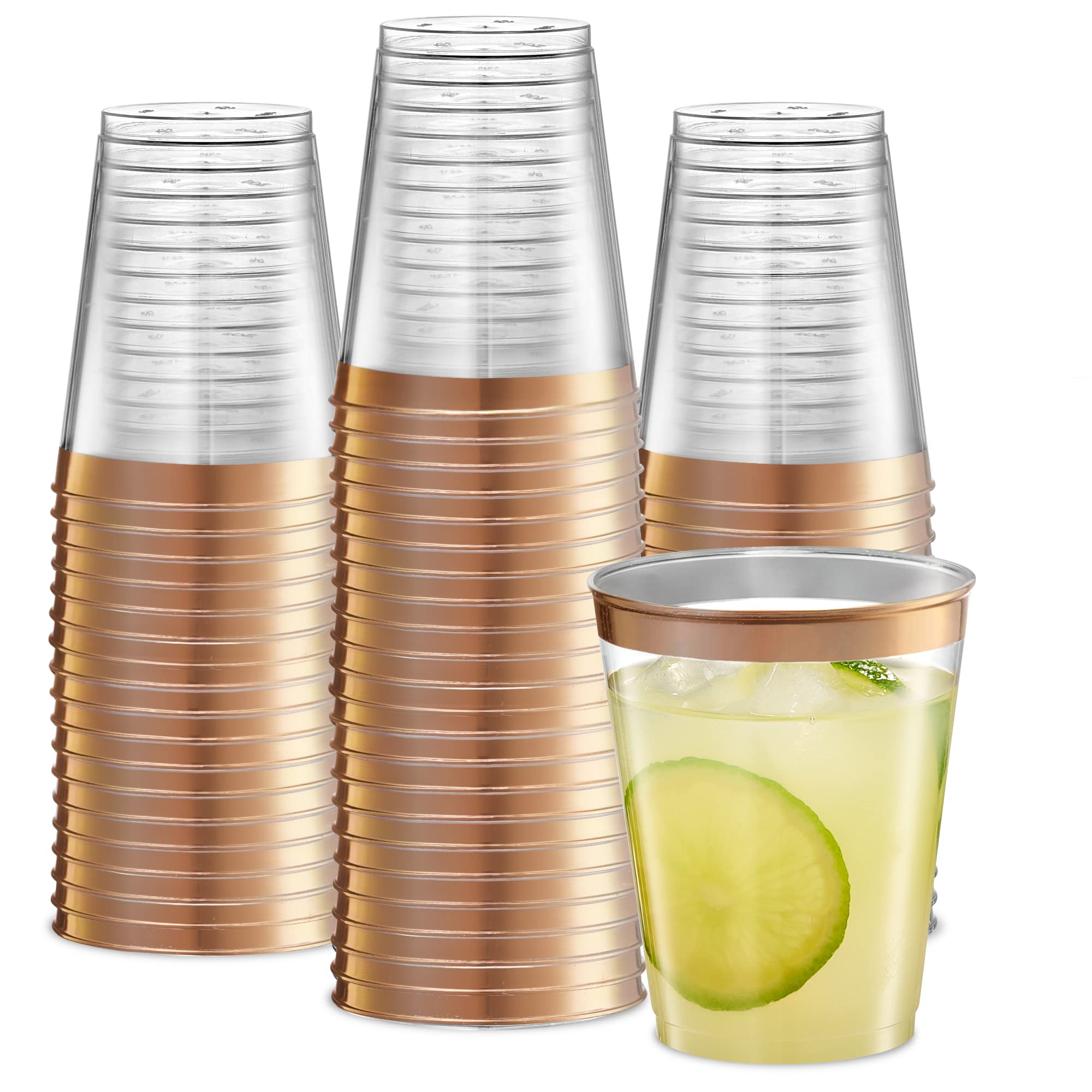 PLASTICPRO Disposable 8 oz Crystal Clear Plastic Tumblers With Gold Rim for Party's & Weddings pack of 50 — Amazon image 9