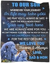 to My Son Blanket from Dad and Mom Lion Ultra Soft Flannel Throw Blankets for Couch Bedroom Sofa Warm Blanket Positive Encourage and Love Birthday Gifts 50x60 Inch
