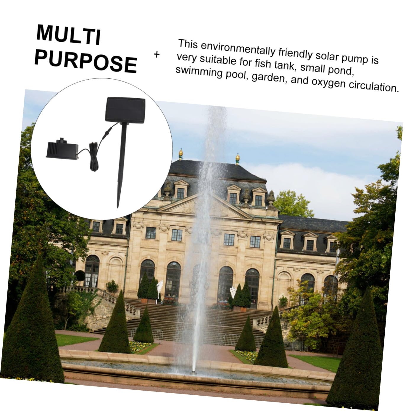 iplusmile Kit Pompa per Fontana Solare da Giardino in Plastica Nero Funzionamento Automatico e Cura Facile per Laghetti e Piscine Esterni