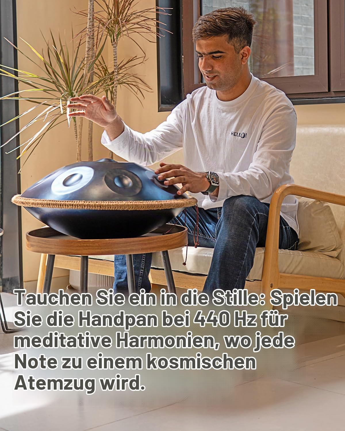 Handpan instrument 440 hz d-Moll 22 Zoll Hand Pan Stahltrommel hand drum 9 Notas 10 Notas 12 Notas Premium-Stahlzungentrommel für Meditation und Entspannung (Blue, 9yin)