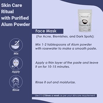 Mi Nature Alum Powder Potassium (Fitkari/Phitkari) -100% Natural Skincare for Acne, Odor Control & Water Purification Face Mask for |Pore Refining 100g |Face Pack Powder |Cruelty-Free