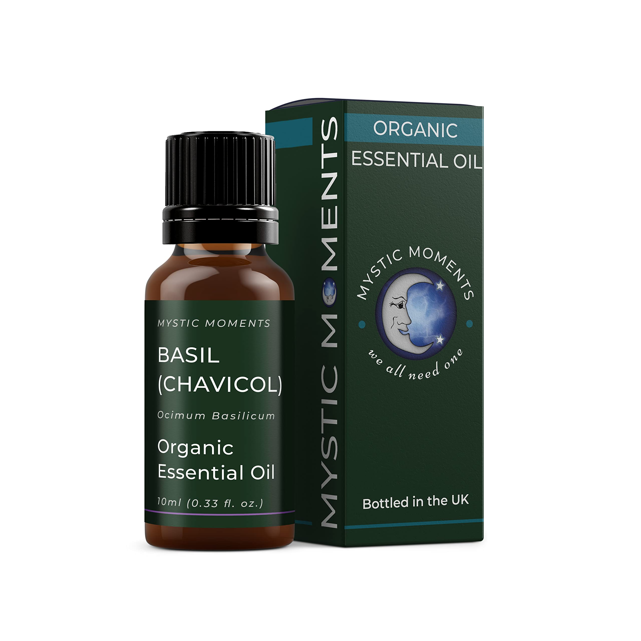 Mystic Moments | Organic Basil Chavicol Essential Oil 10ml | Ocimum basilicum ct. chavicol Aromatherapy Oil for Invigorating Ambience & Focus, Spicy Herbal Top Note