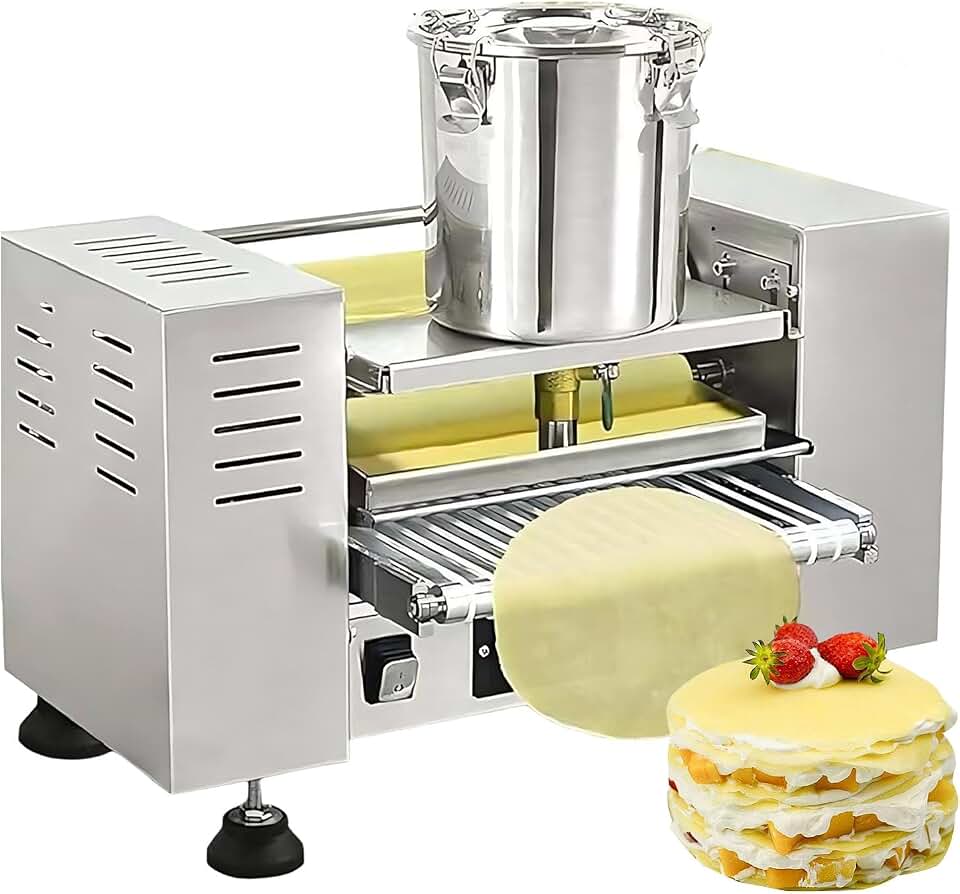 2026 Model Commercial Pancake Maker Machine with Auto Crepe Batter System, Nonstick above, 300 Pieces per Hour, Perfect for Mille Crepe Cakes, Thin Pancakes, Restaurant Production(6in)