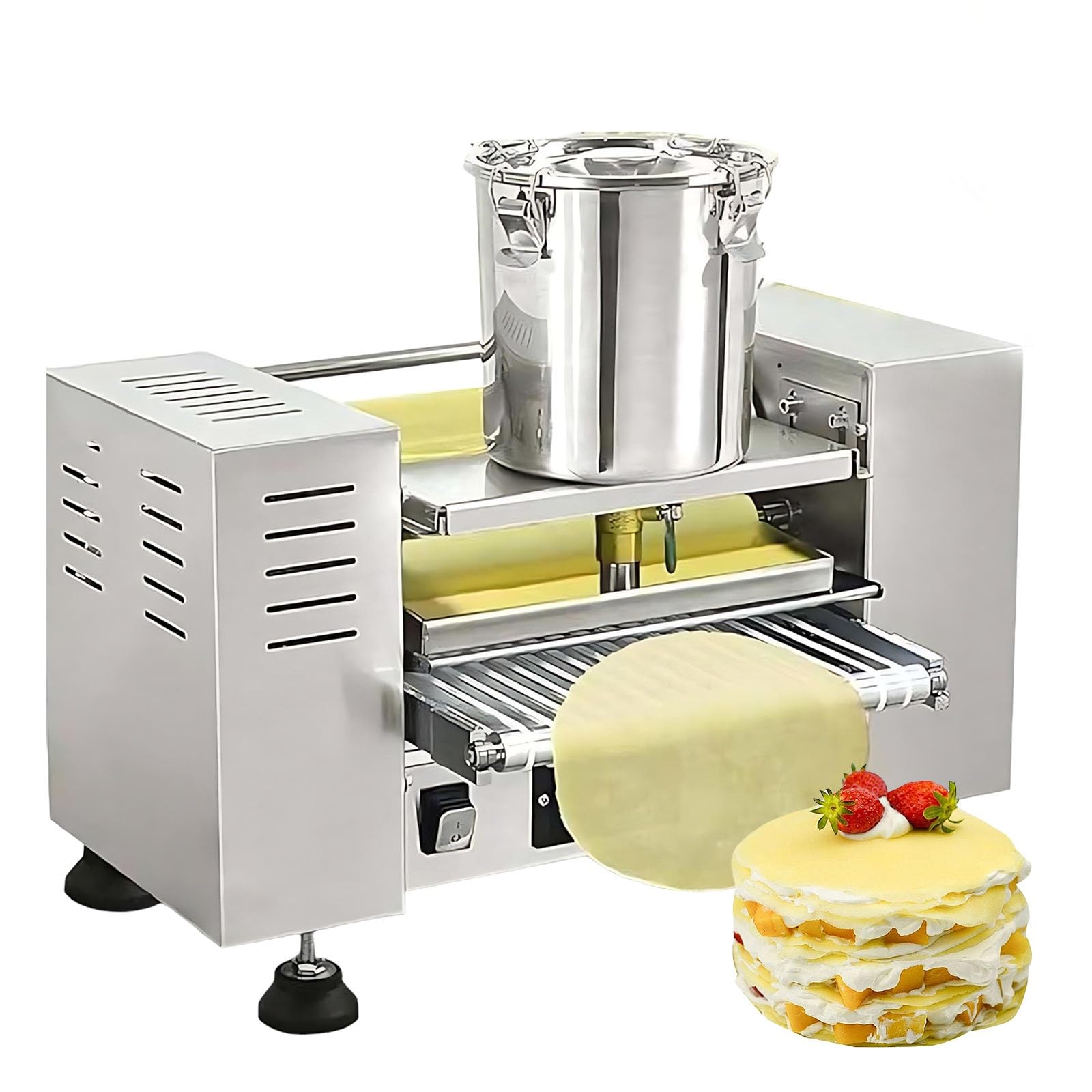 2026 Commercial Crepe Maker Machine Auto Batter System Nonstick Surface 300 sztuk/godzina Cienka kuchenka do naleśników dla restauracji Mille Crepe