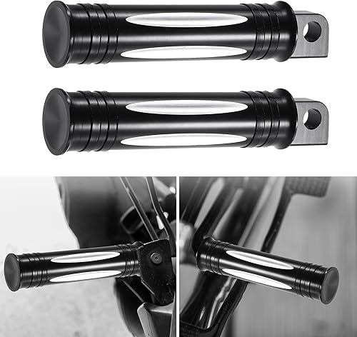 Miniatura 3 de X AUTOHAUX Estriberas masculinas de aleación de aluminio en blanco y negro Estriberas de motocicleta Pedales para Harley Davidson para Sportster