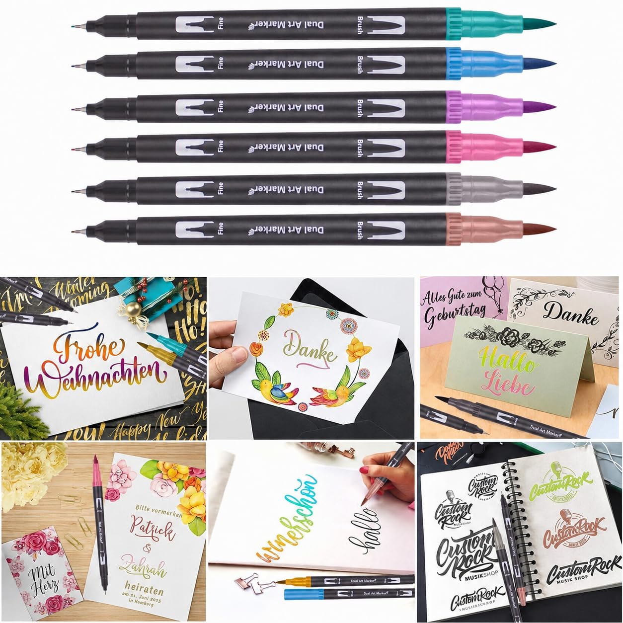 Filzstifte Dicke und Dünne 132 Farben, Dual Brush Pen Set mit Fineliner, Pinselstifte für Erwachsene im Etui, für Handlettering, Kalligraphie & Manga