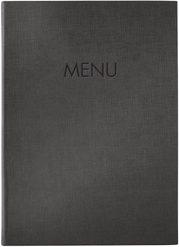 SIGEL SM204 Speisekarten-Mappen Set, A4, personalisierbar, Gummi-Bindung, anthra