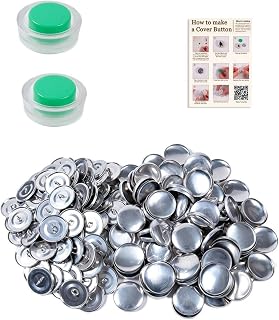 Fabric Button Kit – Aluminum Round Cover Set | DIY Sewing Tool | Rustproof Aluminum Material, Includes Press Tool Template; Creates Buttons Brooches Headbands; Ideal For Clothes Upholstery