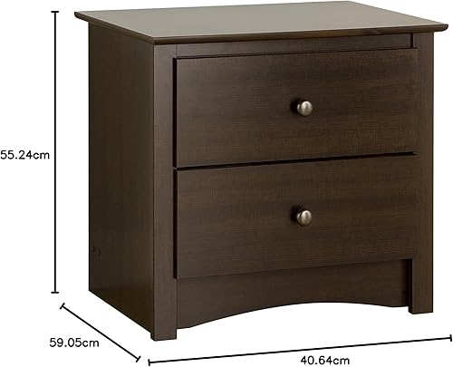 Miniatura 8 de Prepac Sonoma - Mesita de noche tradicional con 2 cajones, mesa de noche funcional con 2 cajones, 16 pulgadas de profundidad x 23.25 pulgadas de