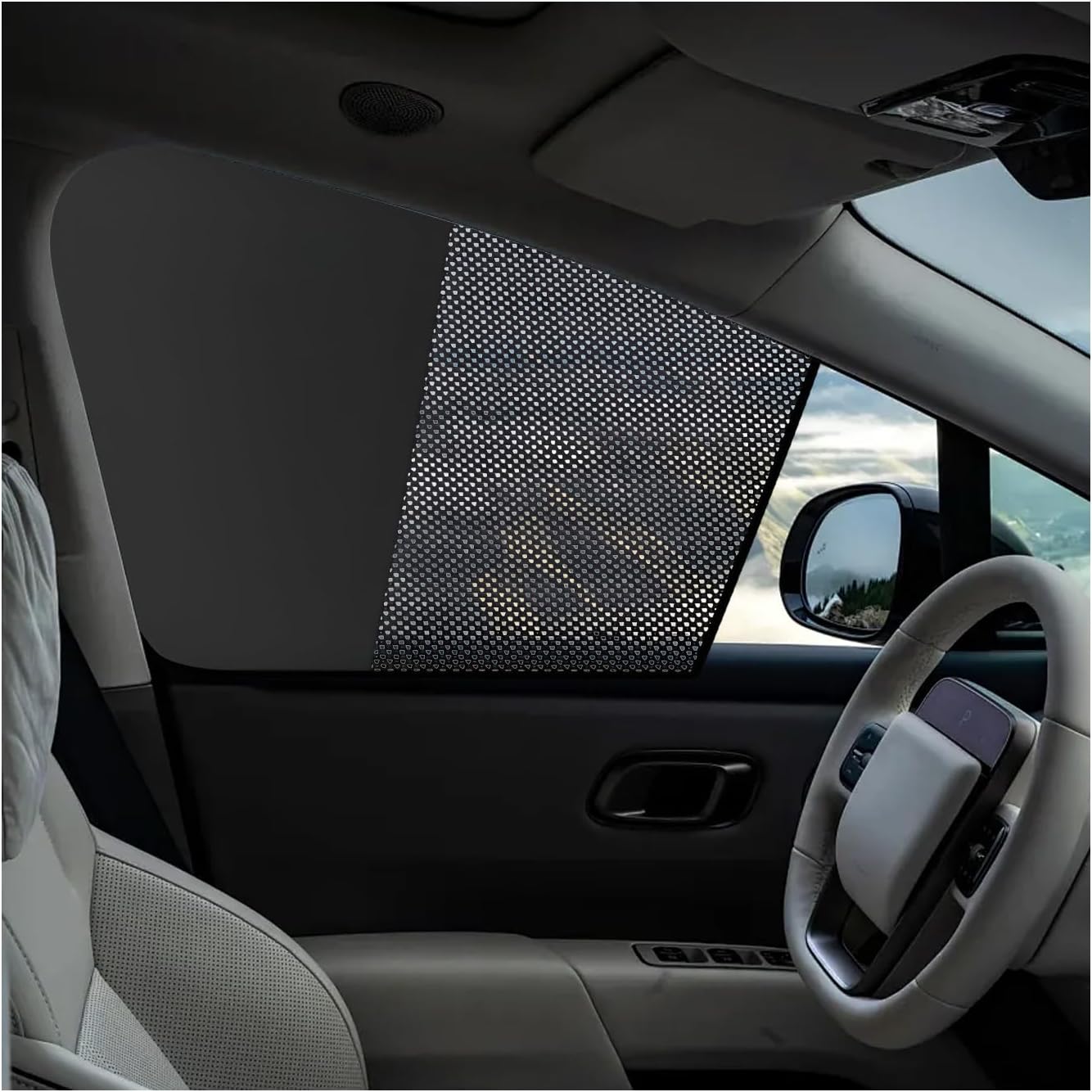 2 PCS Car Window Shades, Magnetic Sunshade Mesh Front Window Cover with Half Shade, Double Layer Sunlight Shield Blocker UV Rays Protection for Driver Passenger, Car Accessories (Vertical)