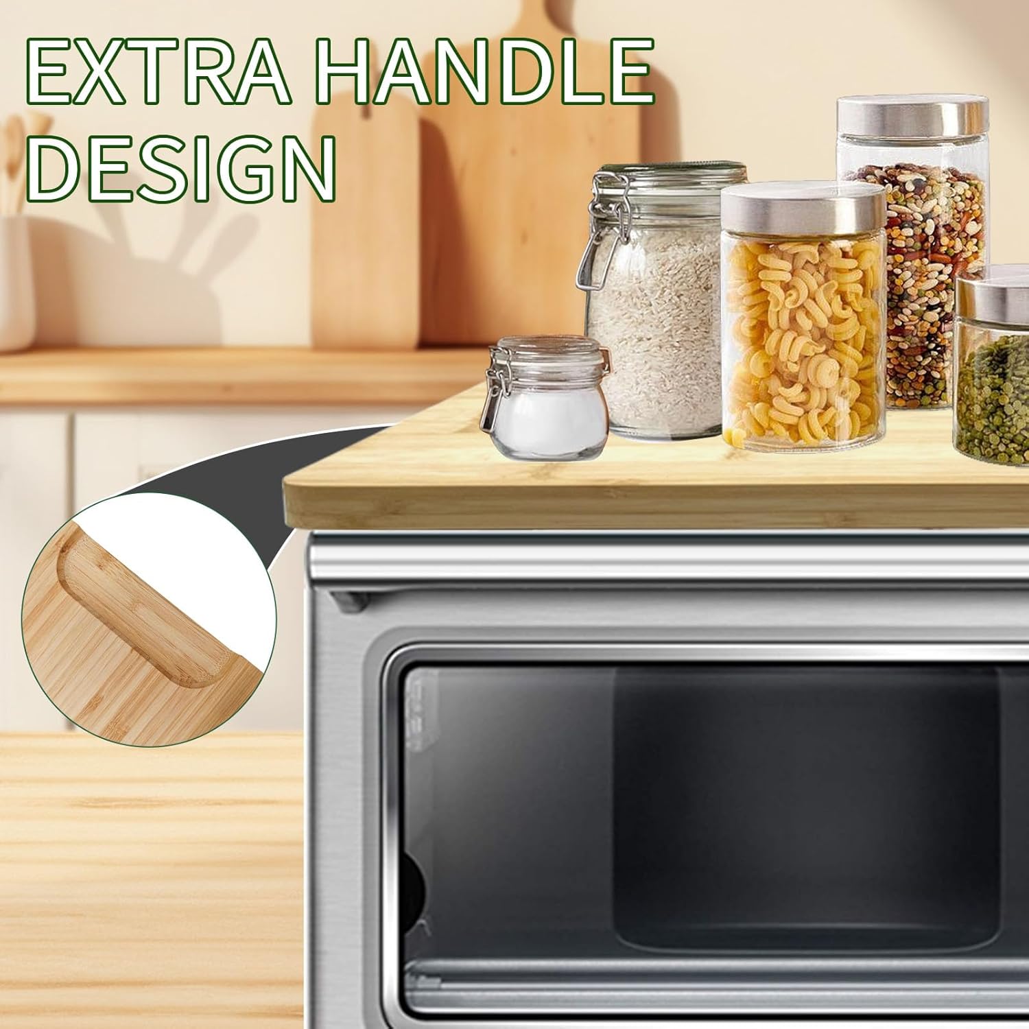 Bamboo Cutting Board for Breville BOV800XL, 860BSS, 845BSS Smart Oven & Emeril Lagasse Everyday 360 Air Fryer, Heat Resistant Non-Slip Feet, Creates Storage Space, Countertop &Cabinet Protector