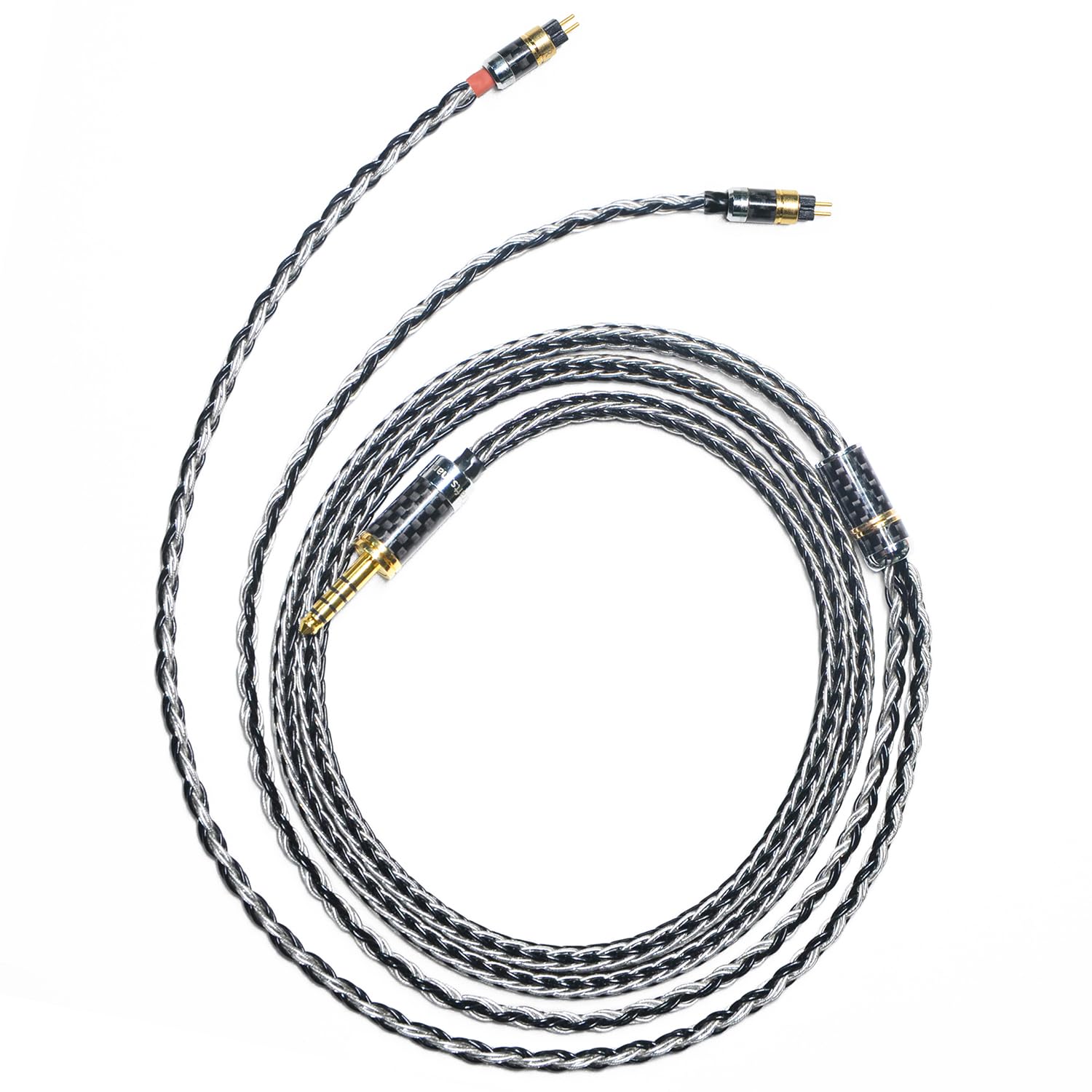 GUCraftsman 0.78mm 2-Pin-In-Ear-Kabel für 64 Audio U4s, U6t, Vision Ears‌ VE2, VE5, Empire Ears Raven – 16-adriges IEM-Upgrade-Kabel in 7N Einkristall-Silber/Kupfer-Mischverflechtung (4,4 mm Stecker)