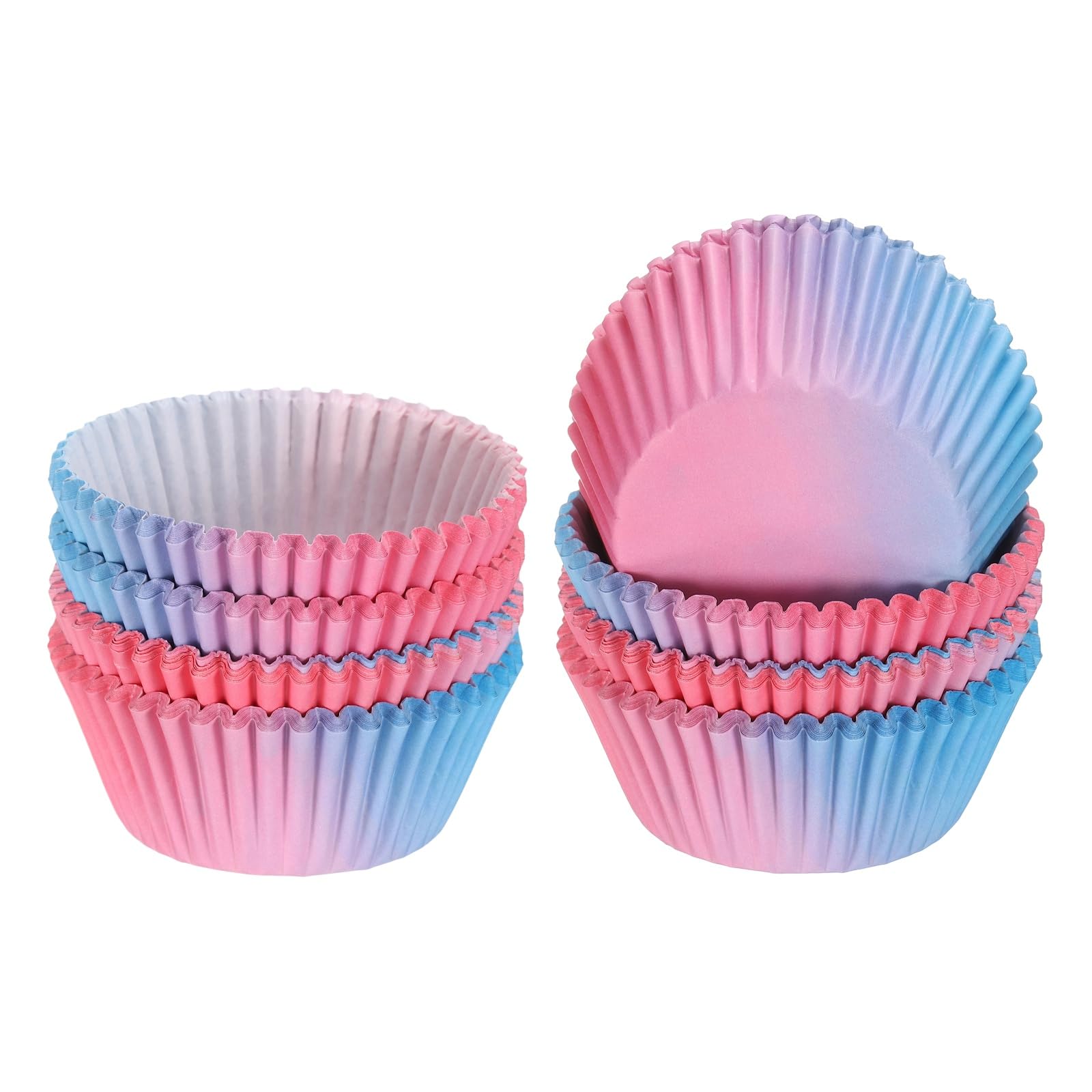 sourcing map 200 Count Cupcake Liners Cupcake Cups Standard Size Muffins Liners Papers Baking Cups Wrappers Greaseproof for Party Wedding, Pink Blue Gradient