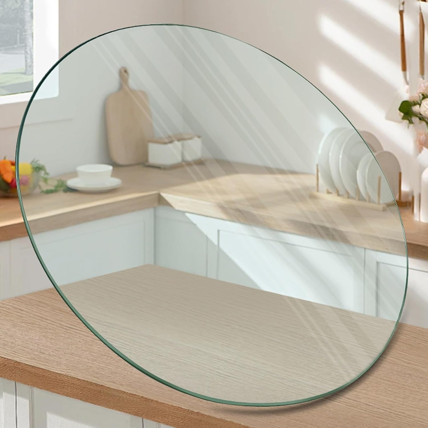 Round Tempered Glass, Round Transparent Table Surface, Safe Flat Polished for Dining Table, Patio, Coffee and End Table(60CM (23.6IN))