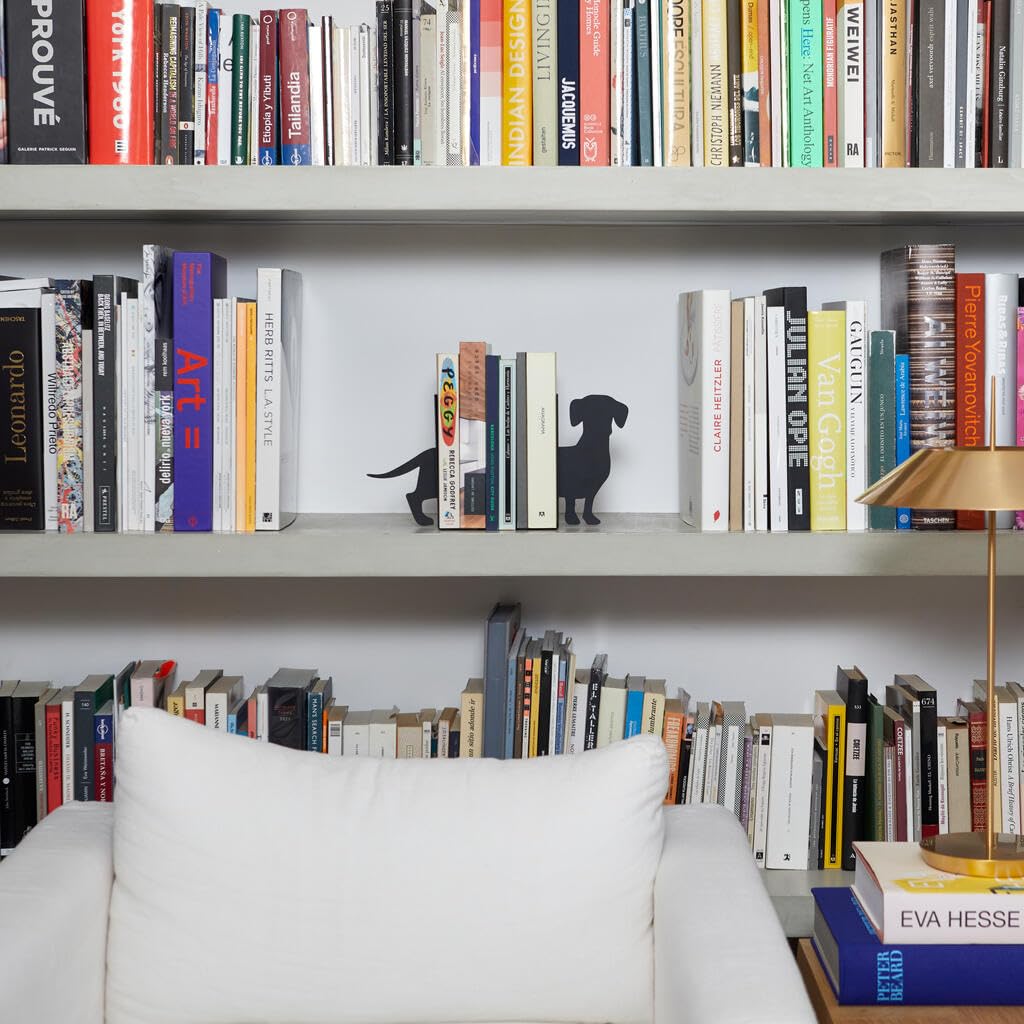 Balvi Sujetalibros Teckel Color Negro Soporte para Libros de Estantería en Forma de Perro 2 Unidades