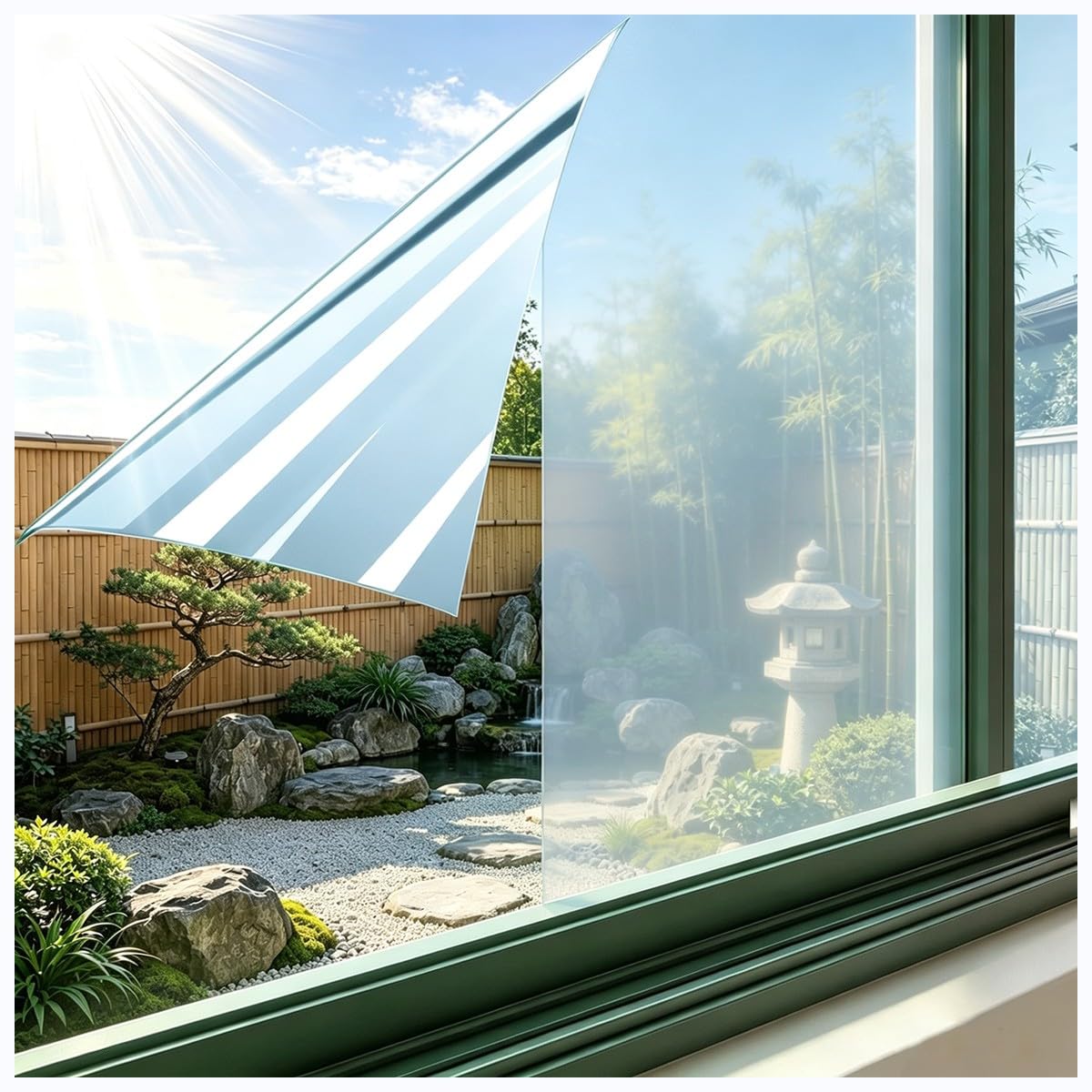 Bananaww Window Privacy Film Static Cling Reflective Glass Film for Home Office Bathroom, Daytime Privacy Window Tint Film, Anti Glare Heat Control UV Protection Film, 6 Colour Options