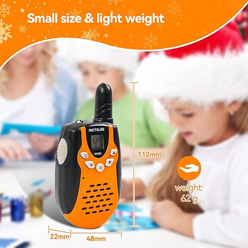 Miniatura 6 de Walkie Talkies Retevis para niños, recargables, 22 canales, FRS VOX, radio bidireccional para niños (naranja, 1 par)