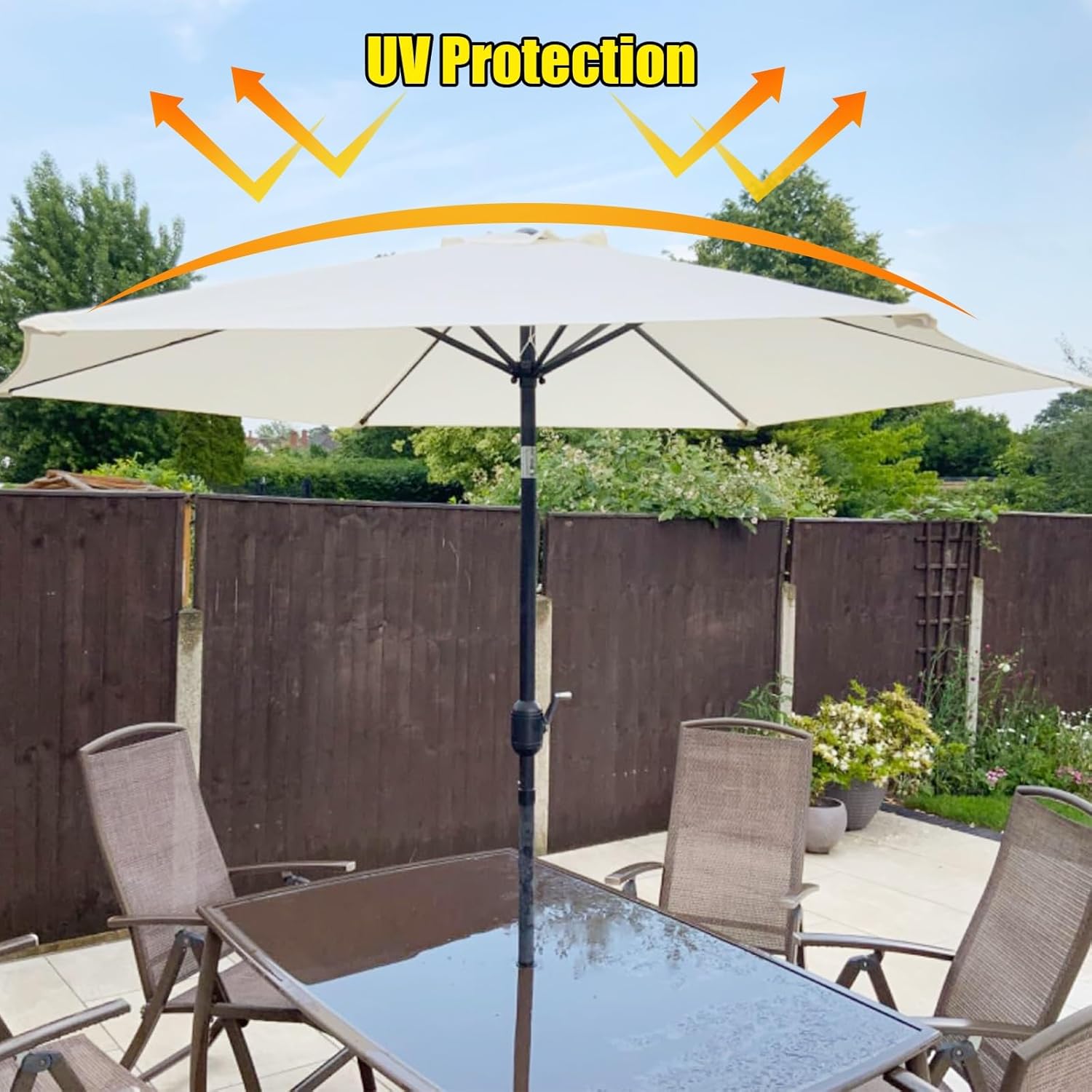 Garden Umbrella Replacement Canopy Cover, Polyester Fabric for 6-8 Ribs Cantilever Parasol, Fade Resistant Top Cover for 2-3.5m Garden Umbrella