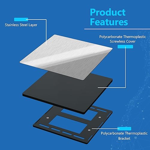 Miniatura 6 de LIDER Placa de Pared de Metal Doble Lisa, Resistente a la Temperatura e Impacto, Acero Inoxidable 304, Cubierta sin Tornillos, Actualización de