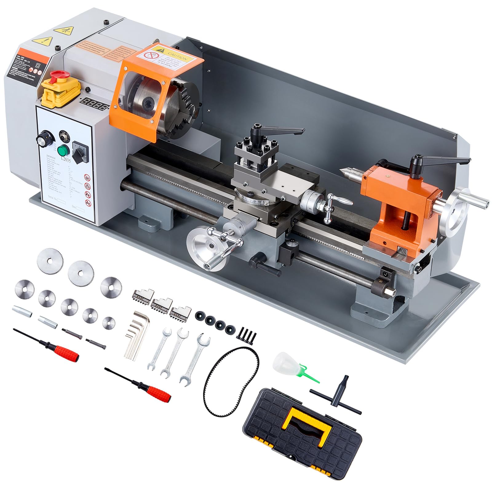 Happybuy Precision Benchtop Power Lathe, 50-2500 RPM Variable Speed, 600W Brush Motor, Metal Gears, Tool Box for Precision Parts Processing