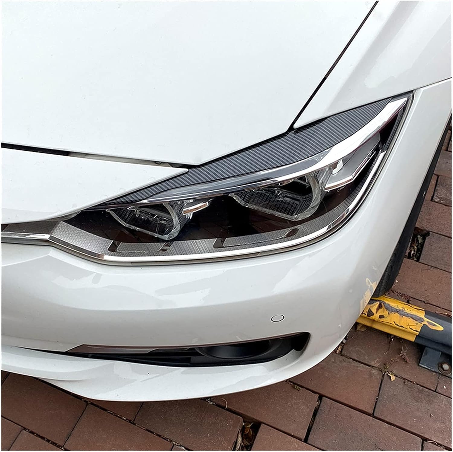 Auto-Scheinwerfer-Augenbraue für BMW F30 F32 F33 F34 F35 F31 318i 320i 2013-2019 Augenbrauen-Abdeckungs-Ordnungsaufkleber Scheinwerferblenden Schutz und Dekoration Ersatz,Carbon Fiber Look