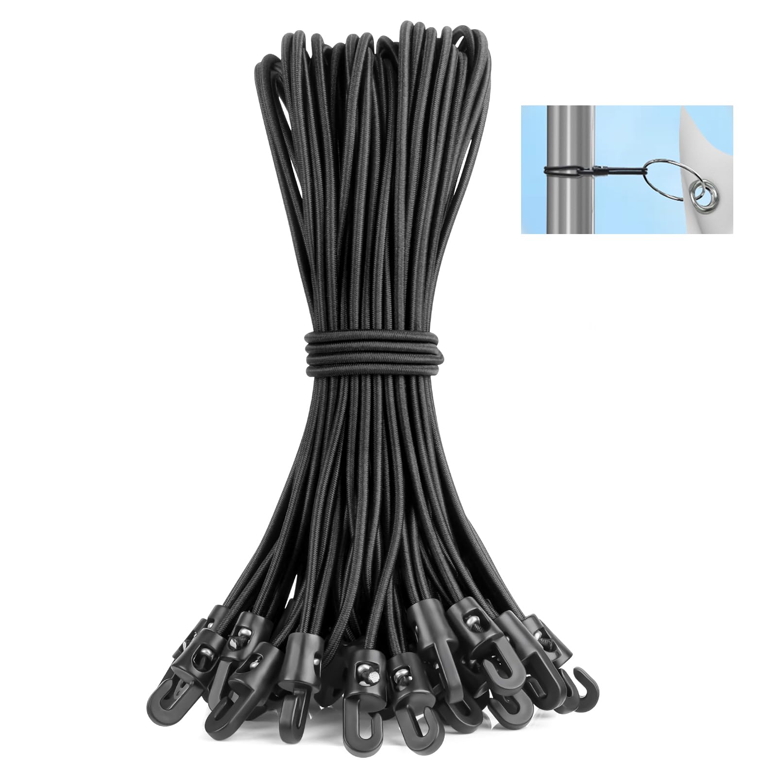 Bungee Cords with Hooks 10 Inch, 25 PCS Short Bungee Cord Straps with UV Resistant
