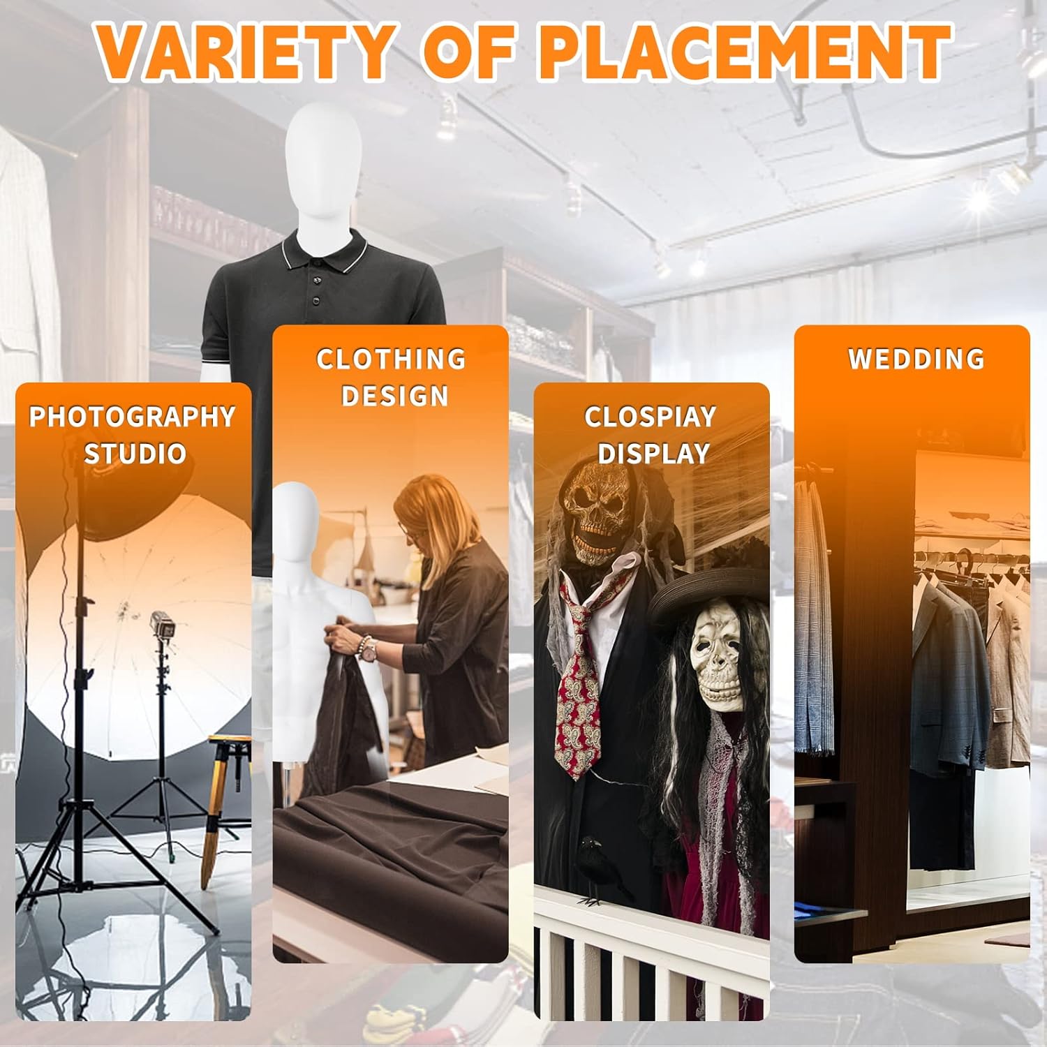 Male Mannequin Torso Body, Height Adjustable Plastic Half Body Display Dress Form with Metal Stand, Dress Form for Retail Clothing Shops, White