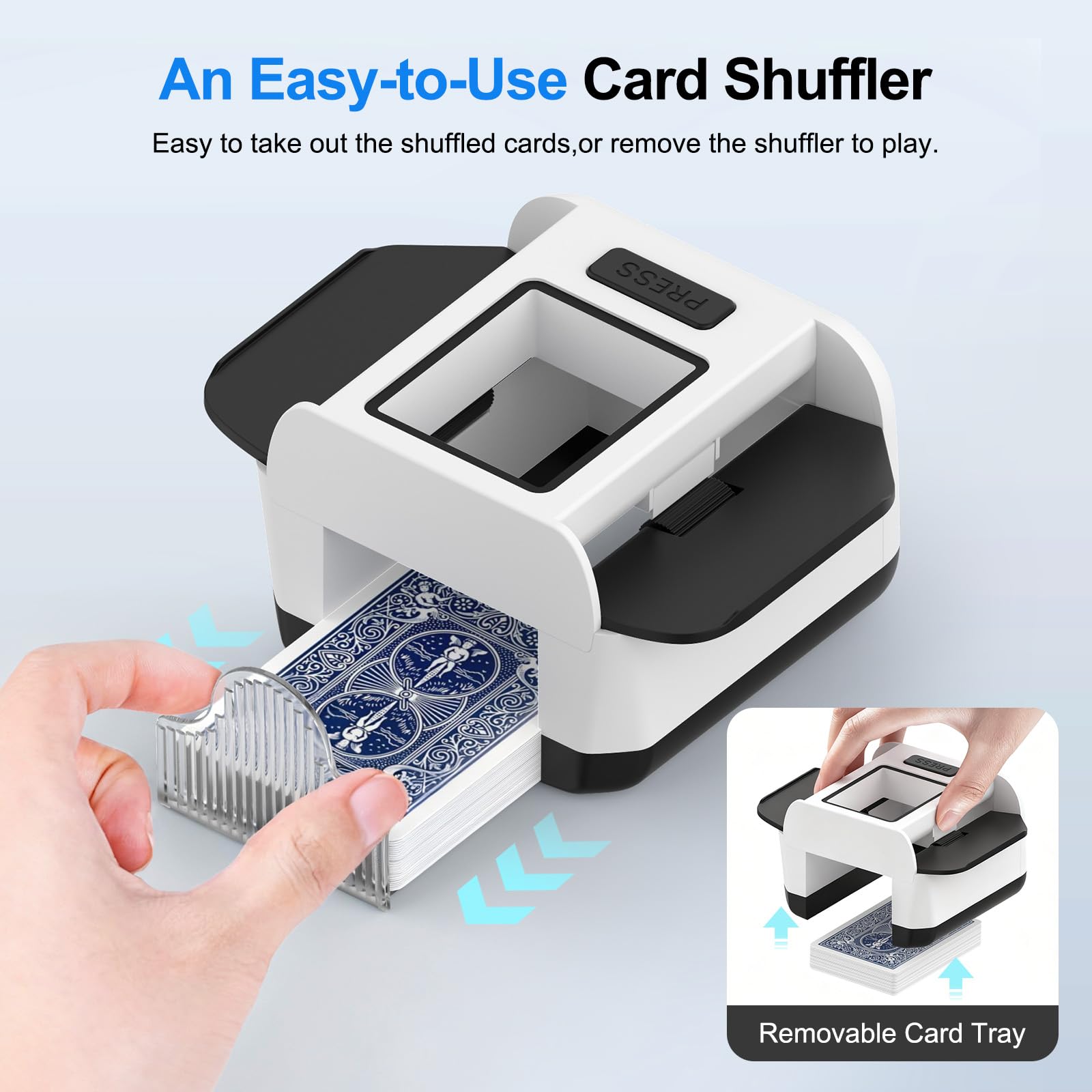 Automatic Card Shuffler|1-2 Deck Electric Card Shuffle Machine|Portable Rechargeable Batteries of Poker,Blackjack,Uno,Skip-Bo,Phase 10 More Playing Shuffler for Home Game,Travel