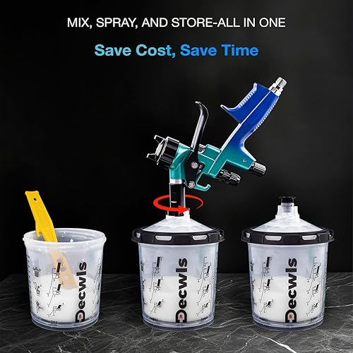 Miniatura 3 de Sistema de Vasos de Pintura Desechables de 20 Onzas (600ml) Kit - Paquete de 50 Vasos de Pintura con Tapas, 2 Vasos Duros con Anillo Retenedor, 20