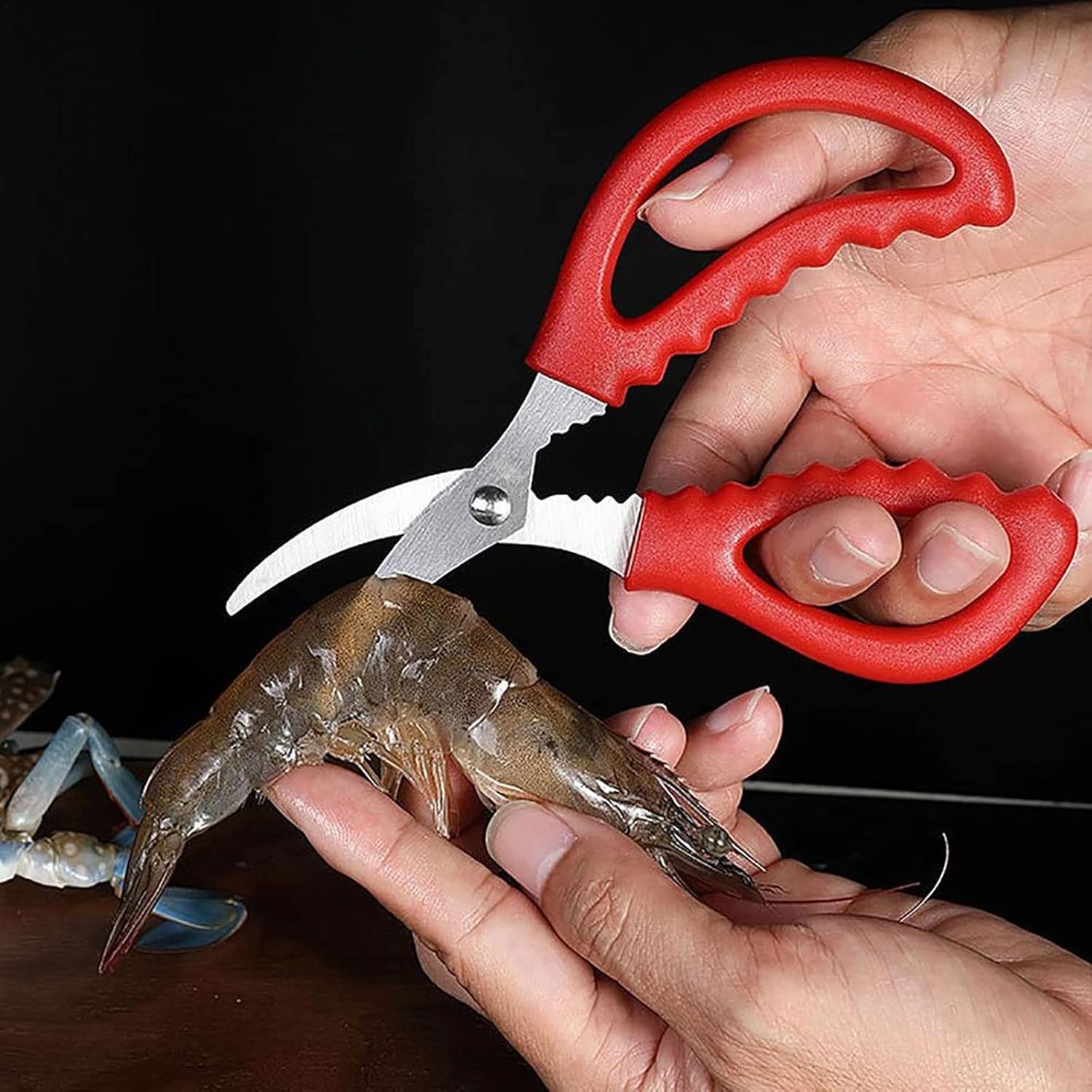 Salad Scissors Household Kitchen Seafood Scissors Lobster Crab Wire Stripper Seafood Shop Restaurant Seafood Elbow Scissors(Black)