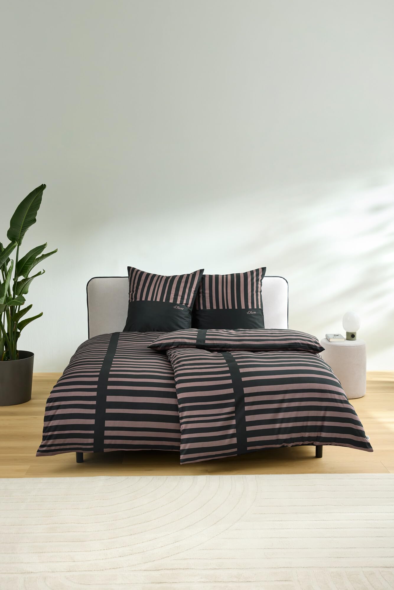 s.Oliver Bettwäsche 100% Baumwolle 135x200 cm braun & grau - Mako Satin