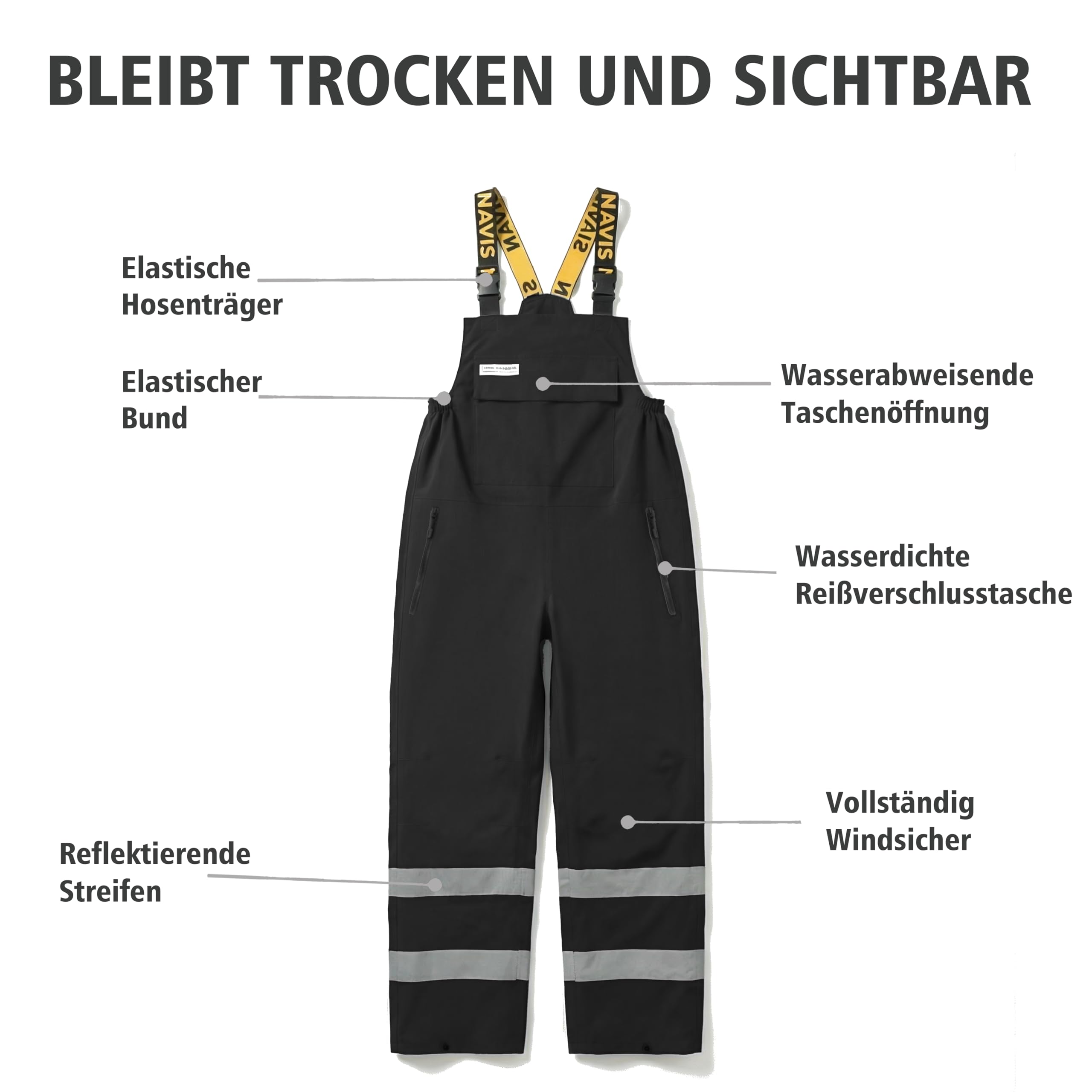 Regenanzug Herren Wasserdicht Atmungsaktiv - Nylon Warnschutz Regenjacke & Regenhose, ideale Outdoor Regenbekleidung für Arbeitsschutz