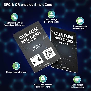 Eliphs Custom NFC Card Bundle - Personalised Business Cards with NFC Tag & QR Code for Google Reviews - NFC QR Code Card for Promote Your Business