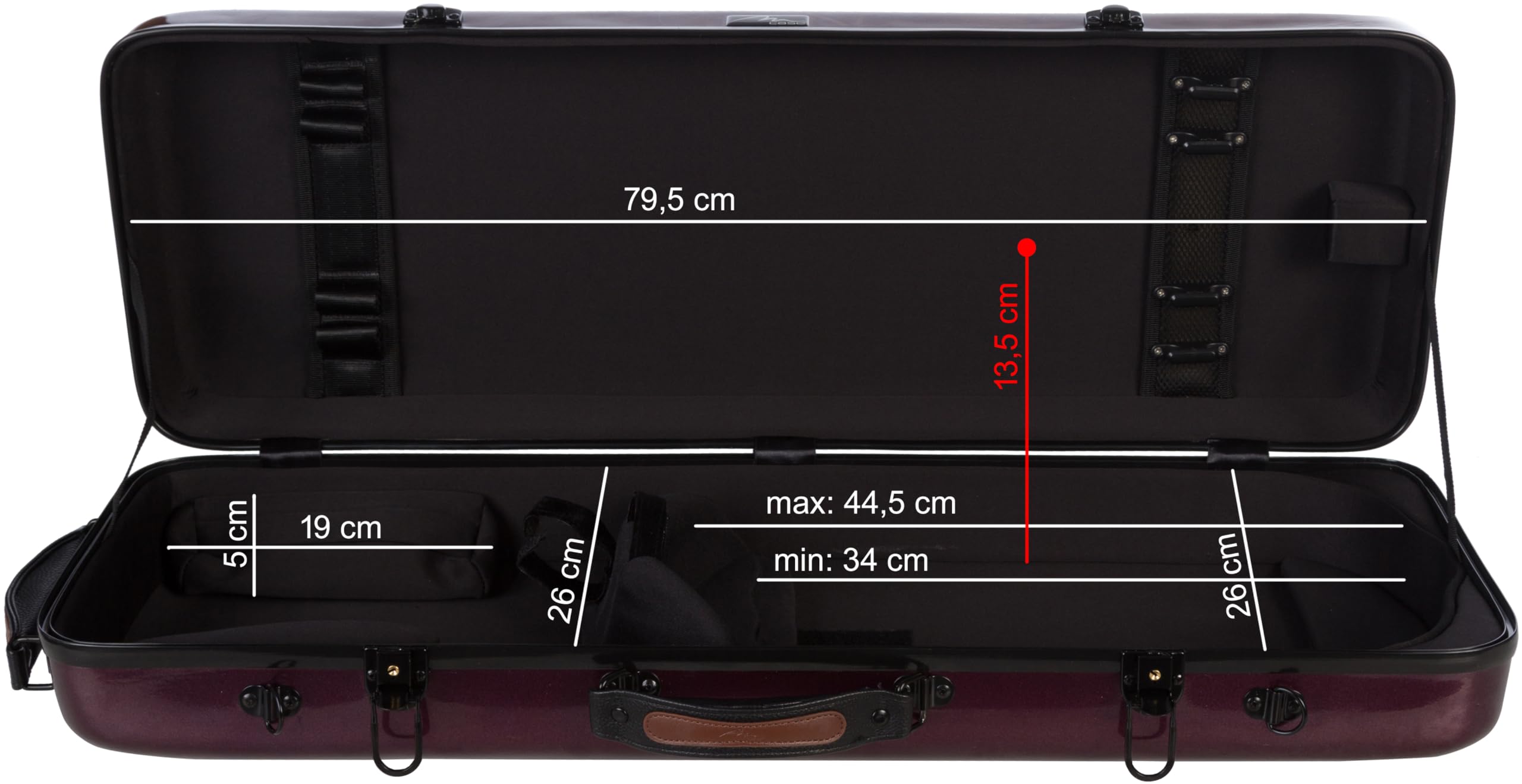 Custodia per Viola Fiberglass 38-43 Oblong borgogna lucido M-case + borsa musicale