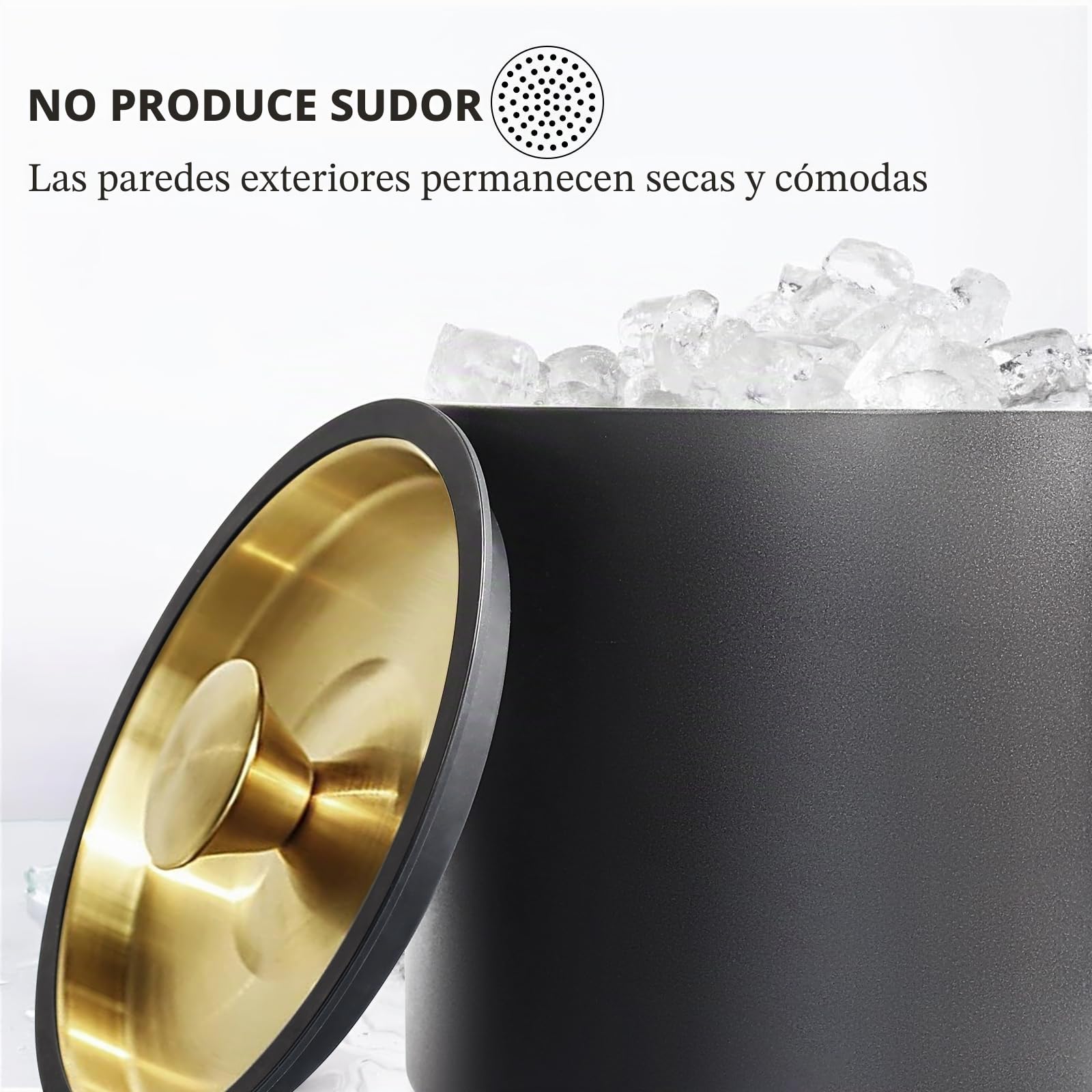 3.2L Cubitera Moderna Aislada con Tapa de Silicona, Pinzas, Colador, Cubitera de Acero Inoxidable de Doble Pared para Fiestas y Cocktail Bar, Ideal para Regalar