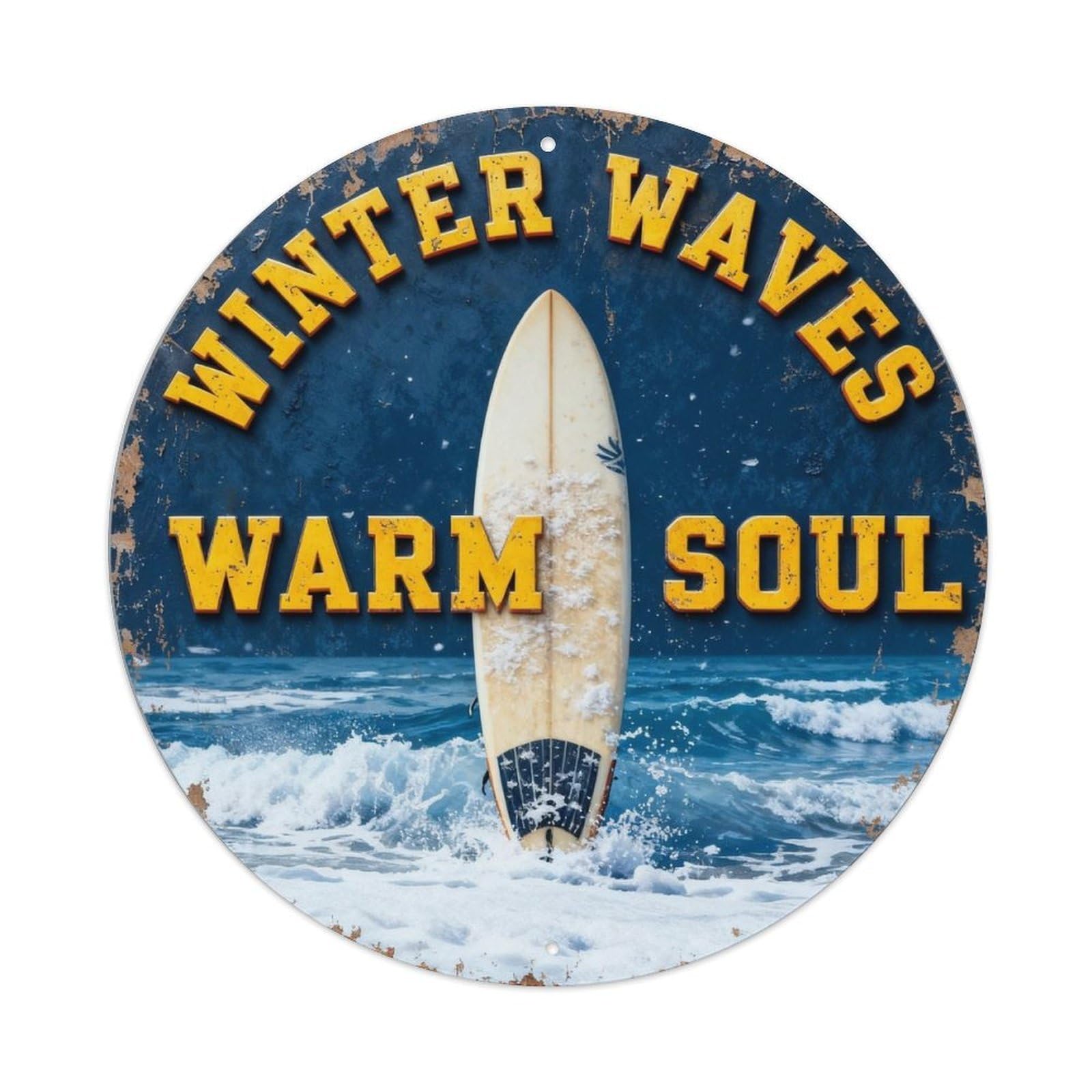 Winter Waves Warm Soul Metal Tin Sign Plaque