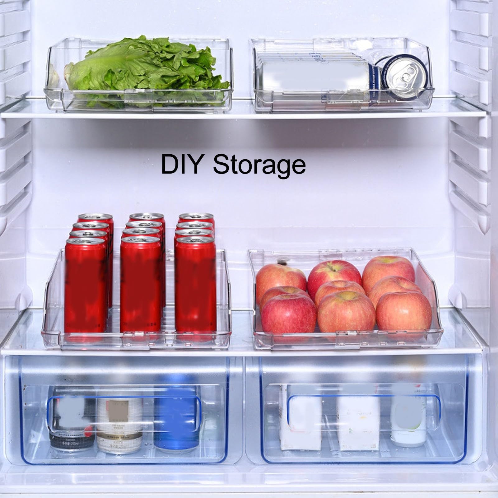 Drink Organizer for Fridge, 2PCS Soda Can Dispenser Refrigerator Organizer Fridge Storage Solution for Home, Bar, Office