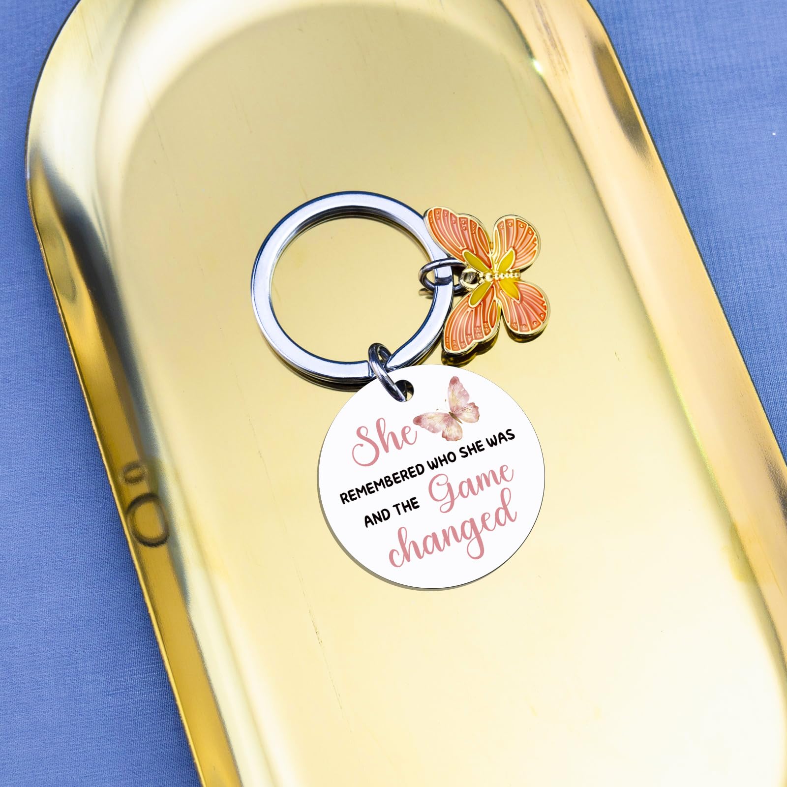 Breakup Gifts for Women Adults Divorce Gift for Her Cheer Up Inspirational Uplifting Positive Feel Better Gift Pink Butterfly Decor New Begging Apreciation Gift Keychains for Women Bag Cham