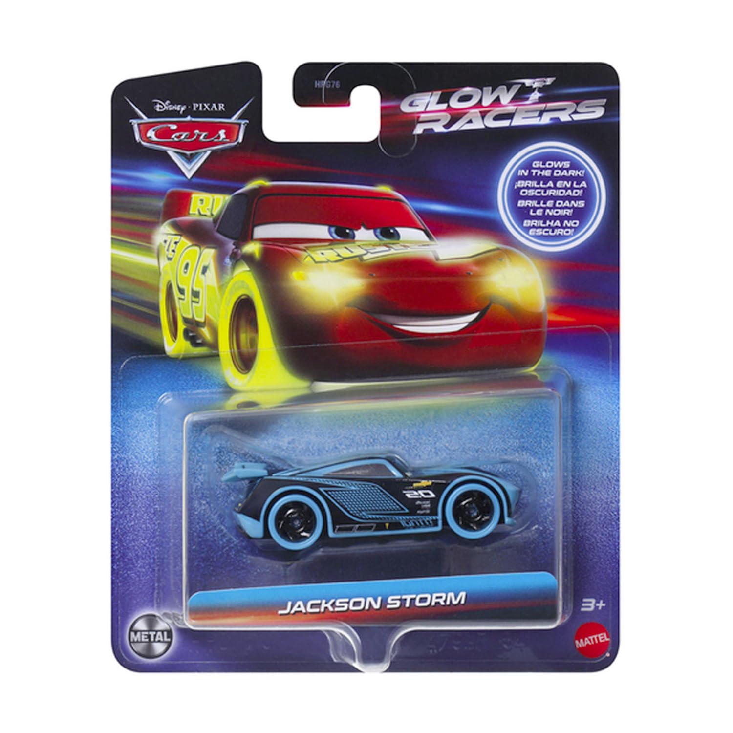 Disney Cars Jackson Storm Glow Racer Toy Vehicle for Ages 3 and Up