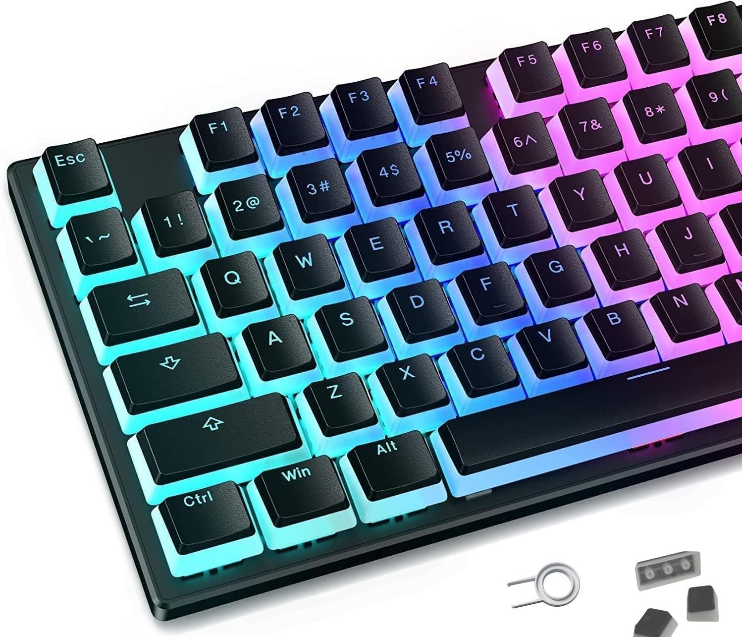 PBT Keycaps,Hiflying Pudding Keycaps Double Shot Light Transmission Pudding Keycap Set for 61/62/68/82/84/87/104/108/980K Mechanical Gaming Keyboard (Black)