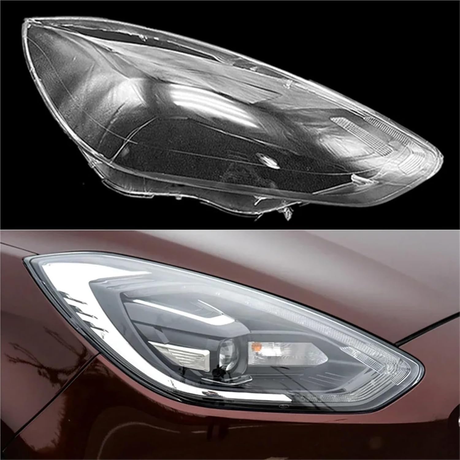 Compatible for Ford for Escort 2019 2020 High Headlamp Transparent Cover Lampcover Headlight Shell Lens Replace Original Lampshade Plexiglass(High A Piar) (Right)