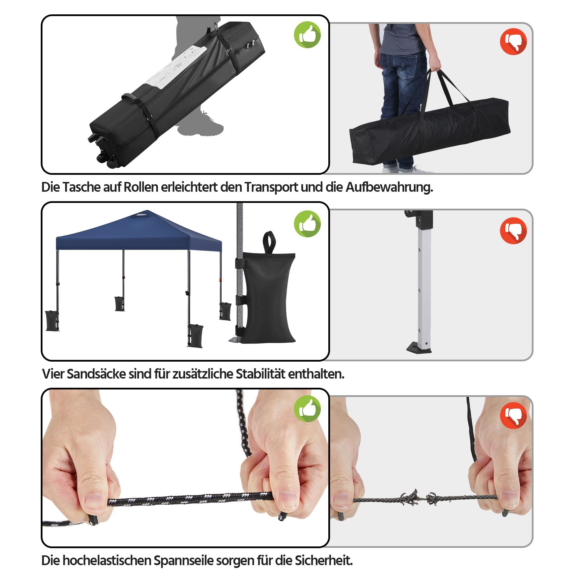 Yaheetech 3x3m Gartenpavillon Höhenverstellbar Pop Up Pavillon, Navy Blau | Faltpavillon Wasserdicht Stabil Faltzelt inkl. Tasche & 4 Sandsäcke UV-Schutz 50+ Campingpavillon für Garten Camping