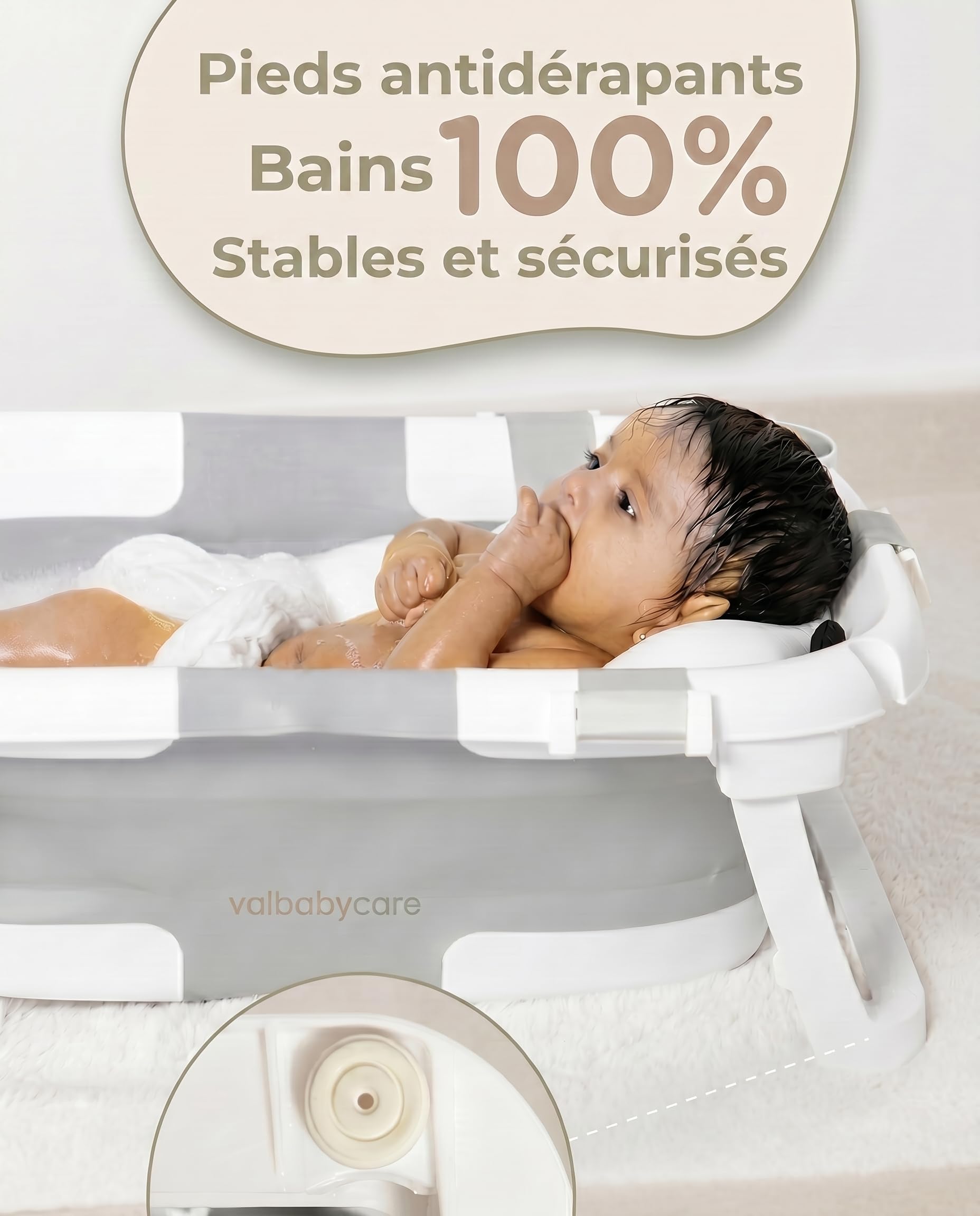 VALBABY Baignoire Pliable Bébé Portable avec Coussin Antidérapant Design Panda Grand et Rembourré Bain Baby Bath Tub
