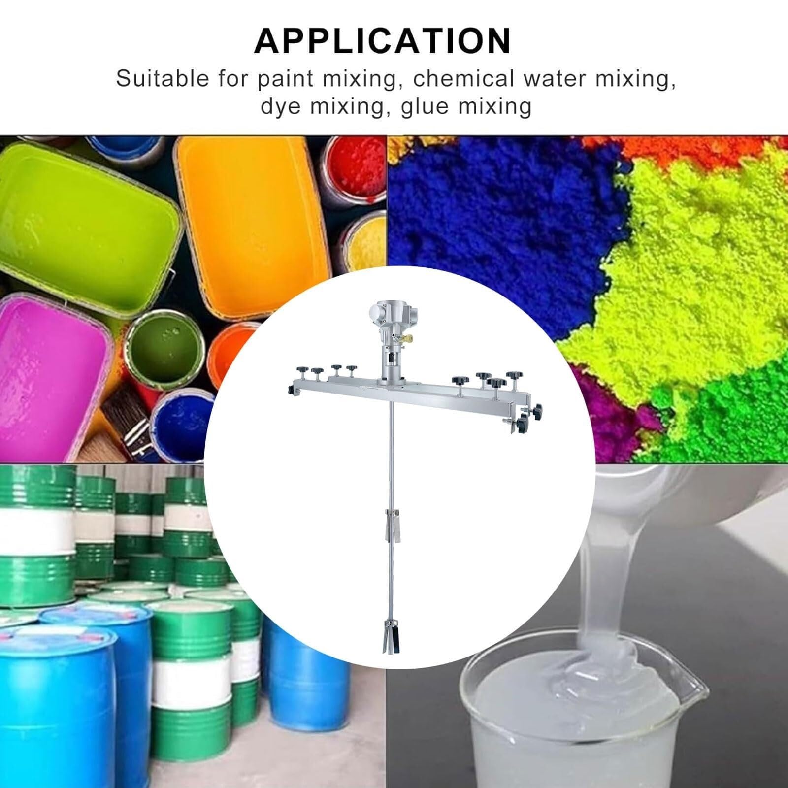 Agitador de aire for IBC de 1 tonelada, mezclador de pintura neumático de 0 a 2500 RPM, mezclador de pintura ajustable de 75 a 120 mm, con cuchilla de acero inoxidable de 10 pulgadas, for disolvente d