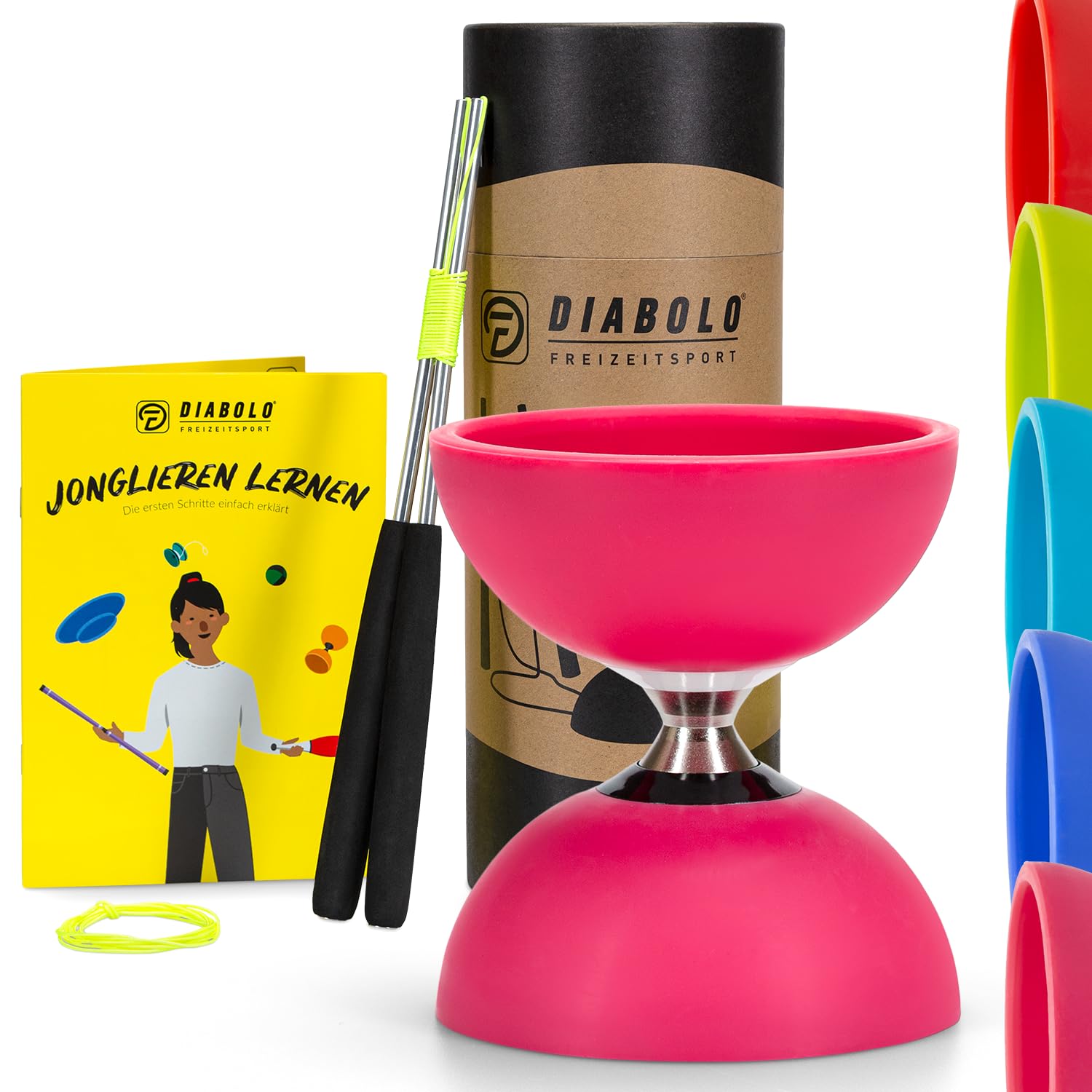 Diabolo Freizeitsport Set de Malabares Pro con diábolo de Bolas (Turquesa), Palos de Aluminio, Cuerda de Repuesto (160cm) e Instrucciones Impresas (DE)- con Embalaje de Regalo Ideal para Regalar — view 10