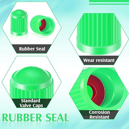 Miniatura 3 de Outus - 20 tapones antipolvo para válvula de neumático para coche, moto, camión, bicicleta., Verde