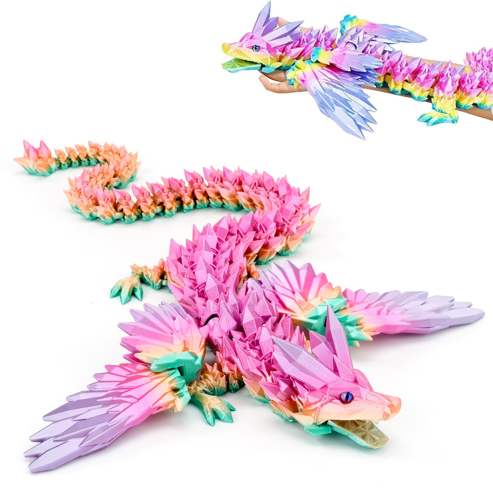 3D Printed Dragon Toys with Eyes, 24 inches 3d printed dragon large, Winged Dragon, Bendable and Flexible Big Fidget, Home Office Decor — image 1