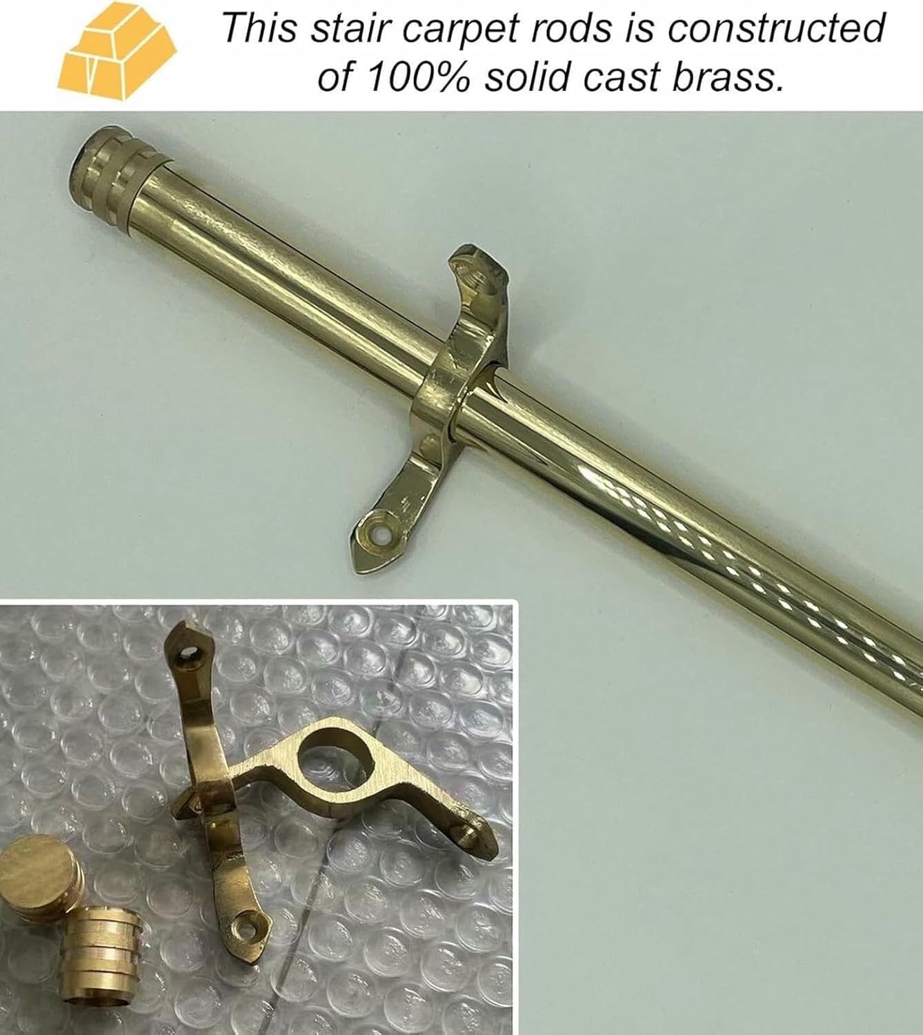 Brass Stair Carpet rods, House Stair Corner Carpet Fittings, Fixed Stair Carpet, Long Stair Carpet rods for Carpet Runners