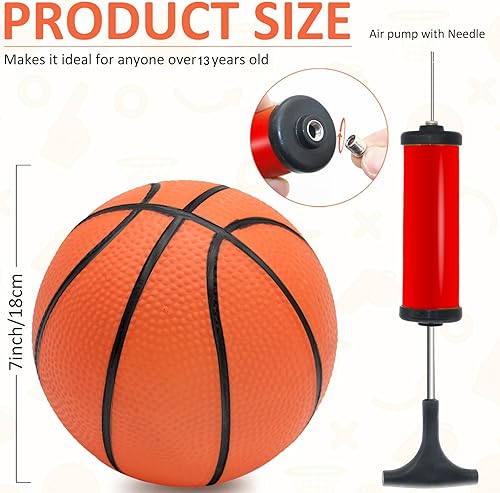 Miniatura 2 de Juego de 30 mini pelotas de baloncesto de 7 pulgadas a granel con bomba, baloncesto pequeño de PVC para colocar sobre la puerta, juegos de aro de